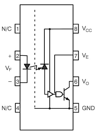 電路圖 - onsemi HCPL2601M邏輯閘光耦合器